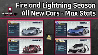 Asphalt 9 | Fire and Lightning Season - Max Stats for all new Cars