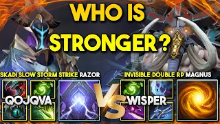 WHO IS STRONGER? Between Skadi Slow Storm Strike Qojqva Razor Vs. invisible 2x RP Wisper Magnus DotA