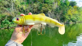 Fishing GIANT BAITS Down The River For Elusive Fish (MUSKY FISHING)