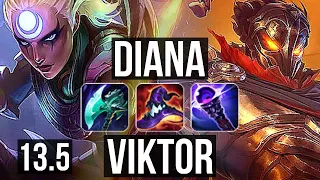 DIANA vs VIKTOR (MID) | 10/1/4, 6 solo kills, 1.6M mastery | KR Diamond | 13.5