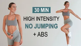 30 MIN FULL BODY Fat Burning HIIT - No Jumping + ABS | Super Sweaty | No Repeat, Warm Up + Cool Down