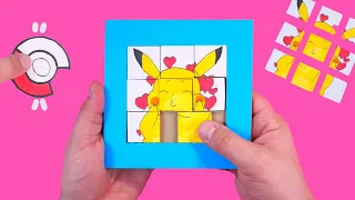 Make Your Own Cardboard Puzzle Game with Pokemon - DIY. Easy paper craft for fun