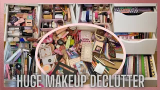 HUGE MAKEUP COLLECTION DECLUTTER 2023 ORGANIZING MY MAKEUP | Clare Walch