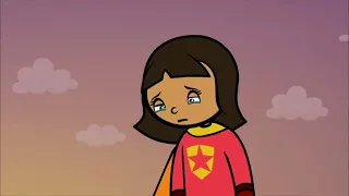 Violet is sad about Wordgirl and Becky