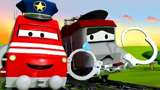 Troy le Train -  Le train policier - La Ville des Voitures 🚓 🚒 Dessin animé Trains