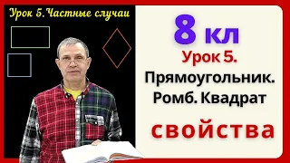 8 класс. Урок 5. ПРЯМОУГОЛЬНИК. РОМБ. КВАДРАТ.