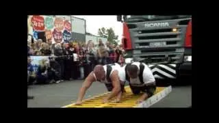 Pasaules rekords 106 tonnu smagas automašīnu sakabes vilkšanā (Latvian strongman, World record)