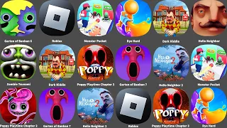 Garten of Banban 7,Poppy Playtime Chapter 3,Roblox,Dark Riddle,Hello Neighbor 2,Hello Neighbor