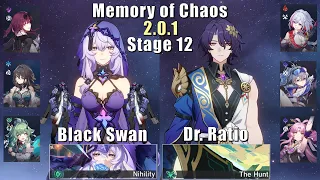 E0S1 Black Swan & E0 Dr. Ratio | Memory of Chaos 12 2.0.1 3 Stars | Honkai: Star Rail