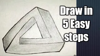 Easy Drawing||How to Draw the  impossible Triangle in 5 easy steps