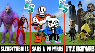 Slendytubbies vs. Sans & Papyrus vs. Little Nightmares | Minecraft (SATISFYING!)