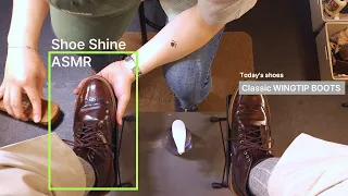 Tapping and Brushing ASMR: Shoe Shine Bliss for Your Senses 클래식 윙팁 구두닦기 ASMR 잔잔한 레더 마시지 사운드!