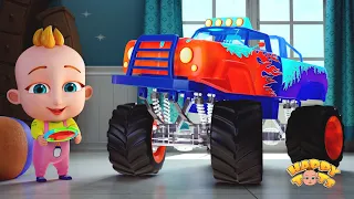 Wheels On The Monster Truck | Nursery Rhymes for Kids | Happy Tots