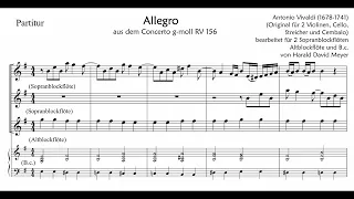A. Vivaldi – 1. Satz aus dem Concerto g-moll, RV 156 (Bearbeitung für Blockflöten und B.c.)