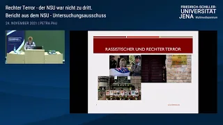 Petra Pau: Vortrag - Bilanz der parlamentarischen Aufklärung im NSU-Komplex​ @UniversitätJena