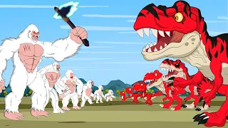 WHITE KING KONG vs RED DINOSAURS : Who Is The King Of Skull Island? | Godzilla Cartoon Animation