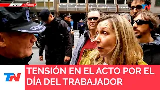 Tensión en la marcha por el Día del Trabajador: manifestantes frente a frente con la Policía