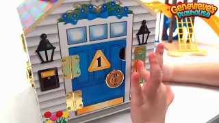 Genevieve Plays with Locking Wooden Dollhouse!