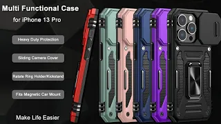 Nvollnoe for iPhone 13 Pro Case with Slide Camera Cover Drop Tested Military Grade Heavy Duty