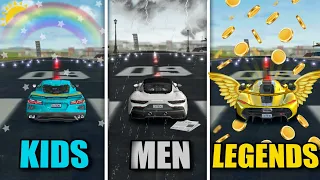 KIDS vs MEN vs LEGENDS |🤯| Extreme Car Driving Simulator