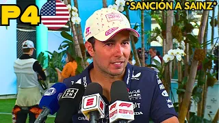 "Intentamos De Todo" | Declaraciones Checo Pérez Tras Finalizar P4 Post Sanción a Sainz | Miami