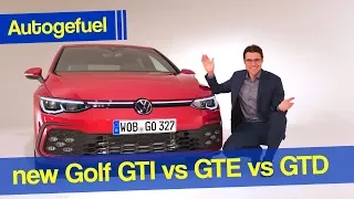 2020 Volkswagen Golf GTI vs GTE vs GTD Mk8 Premiere - Autogefuel