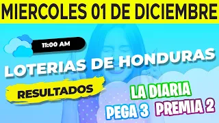 Sorteo 11AM Loto Honduras, La Diaria Pega 3 Premia 2, Miércoles 1 de Diciembre del 2021 | Ganador 😱🤑