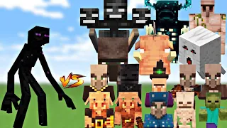 The Minecraft all mobs vs mutant enderman fight finally revealed #minecraft #viral