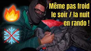 Duvet et vêtements pour ne pas avoir froid le soir en randonnée (tout en dormant sur le côté) !