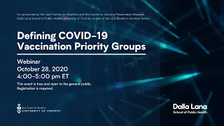 Defining COVID-19 Vaccination Priority Groups