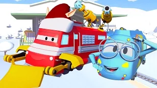 Vláček Troy a Zasněžovací vlak ve Městě Aut/ Animák o autech a náklaďácích pro děti