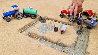 Diy tractor making mini cow shed science project | Diy concrete mixer mini | @Minirustic