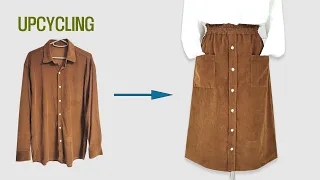 DIY Upcycling a Shirt/셔츠 리폼/치마 만들기/Making Skirt/남방/안입는 옷 리폼/Recycling Old Your Clothes/옷수선/Refashion