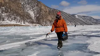 Озеро Байкал. Остров Ольхон. Ледовый поход-2020. К пади Идиба.