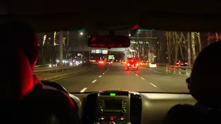 ASMR City Highway Driving at Night Backseat View (No Talking, No Music) - Seoul, Korea