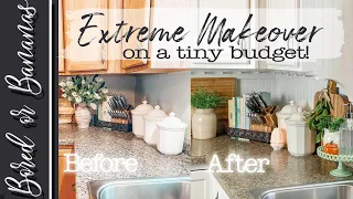 $250 BUDGET EXTREME KITCHEN MAKEOVER REVEAL ~ Add Cottage Charm on a TINY Budget ~KITCHEN DECOR