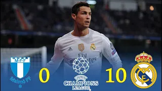 Real Madrid 10x0 Malmo U.C.L Group A 2016 ( Cristiano Ronaldo Double Hat-Trick! ) Extended HighLghts