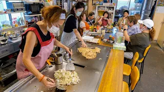 Super Speedy Iron Plate Cooking! Kobe Okonomiyaki with Seafood and Beef | Japanese Street Food