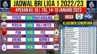 Jadwal Liga 1 Pekan 18 | Persib vs Bhayangkara | Klasemen Bri Liga 1 2022/23 Terbaru | Live Indosiar