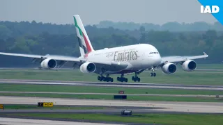 34 WINDY TAKEOFFS & LANDINGS | IAD Washington Dulles Int'l | A380 A350 A340 A330 B77W