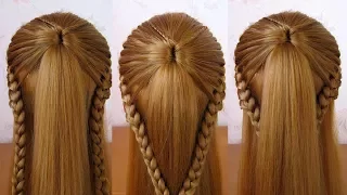 Coiffure avec tresse (3 versions) pour l'école/collège 🌺 facile à faire 🌺 Coiffure pour fille