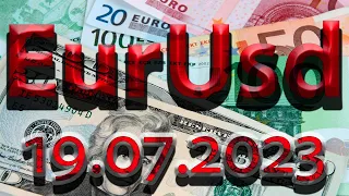 Курс евро доллар Eur Usd. Прогноз форекс 19.07.2023. Разметка, сигналы. Forex. Трейдинг с нуля.