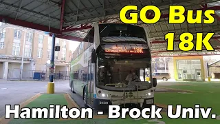 [4K] GO Transit Route 18K Bus Ride from Hamilton to Brock University (Duration 1h 37min)