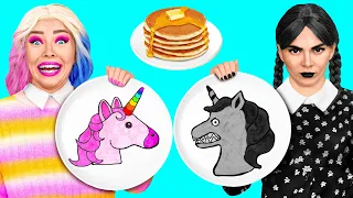 Tantangan Seni Pancake dengan Wednesday Addams TeenTeam Challenge