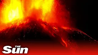 Mount Etna ERUPTS spewing red hot lava in Sicily