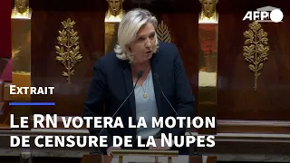 Marine Le Pen annonce que le RN votera la motion de censure de la NUPES | AFP Extrait