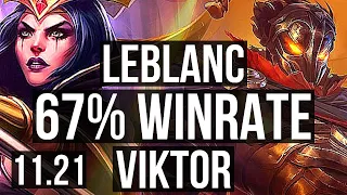 LEBLANC vs VIKTOR (MID) | 67% winrate, 13/2/9, Godlike | NA Diamond | v11.21