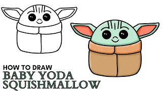 How to Draw Baby Yoda Squishmallow | Easy Step By Step Drawing Tutorial  | The Mandalorian
