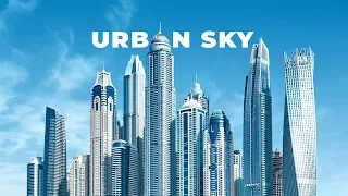 Urban sky, beautiful drone footage of cityscapes with dramatic no copyright  music.