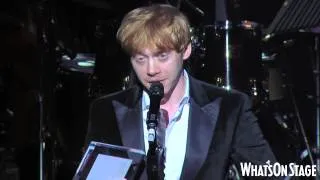 Rupert Grint accepts the WhatsOnStage Award for Best London Newcomer